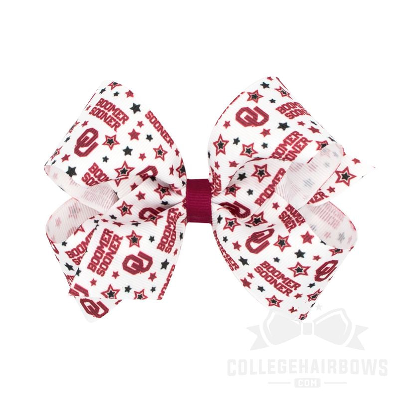 Oklahoma Medium Logo Print Grosgrain Hair Bow