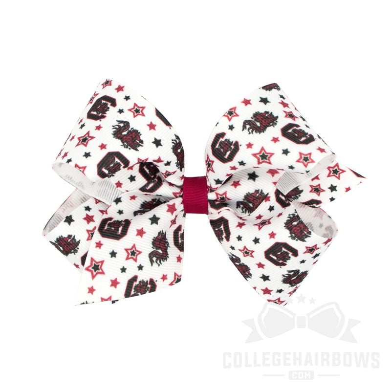 South Carolina Medium Logo Print Grosgrain Hair Bow