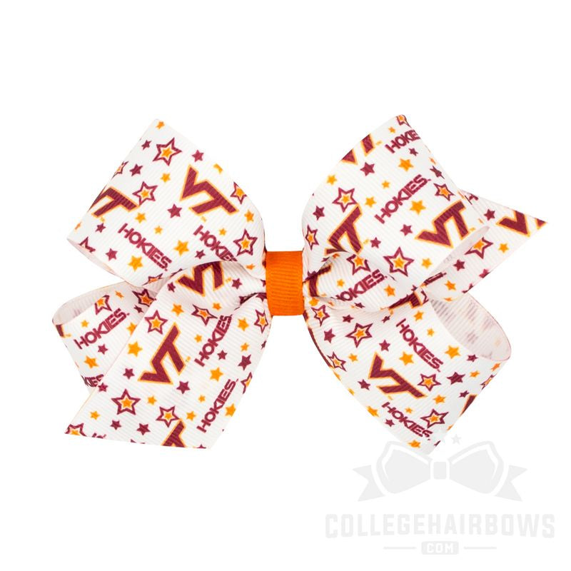 Virginia Tech Medium Logo Print Grosgrain Hair Bow