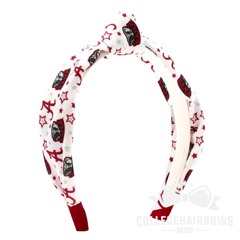 Alabama Logo Print Soft Ripple-Textured Knot Wrap Headband