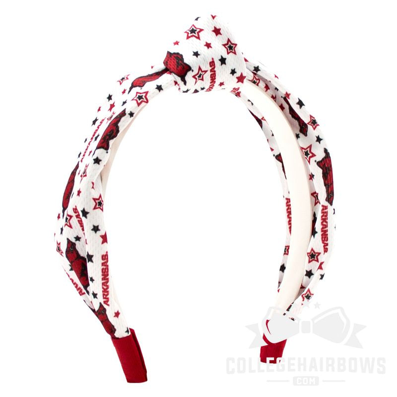 Arkansas Logo Print Soft Ripple-Textured Knot Wrap Headband