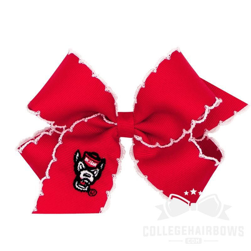 North Carolina State Medium Moonstitch Hair Bow with Embroidered Logo