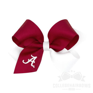 Alabama Medium Two-tone Embroidered Grosgrain Hair Bow