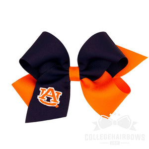 Auburn Medium Two-tone Embroidered Grosgrain Hair Bow