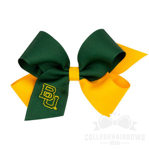 Baylor Medium Two-tone Embroidered Grosgrain Hair Bow