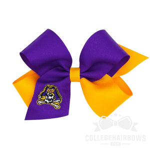 Eastern Carolina University Medium Two-tone Embroidered Hair Bow