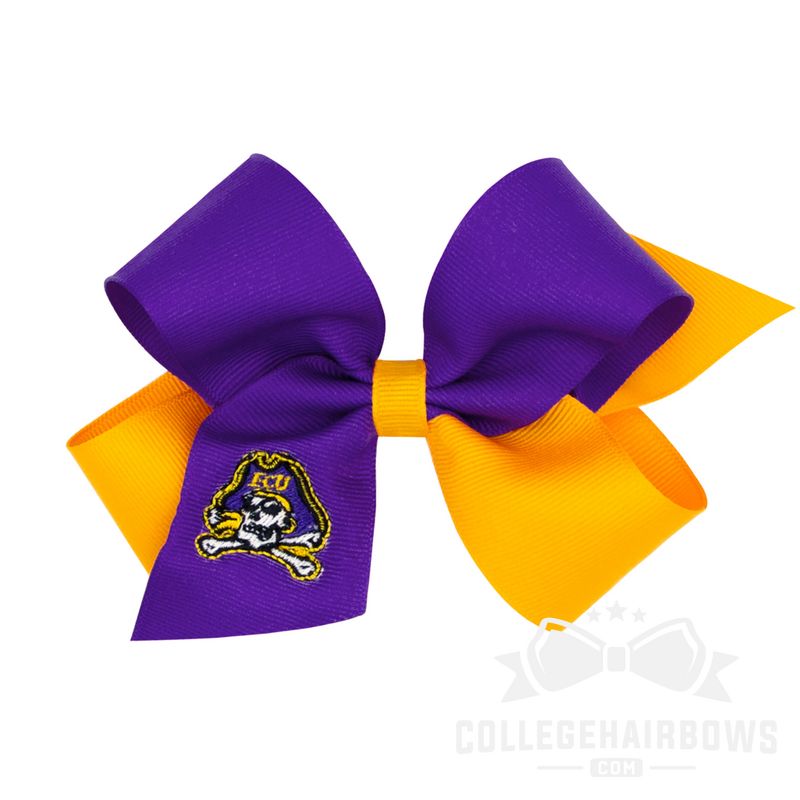 Eastern Carolina Medium Two-tone Embroidered Grosgrain Hair Bow