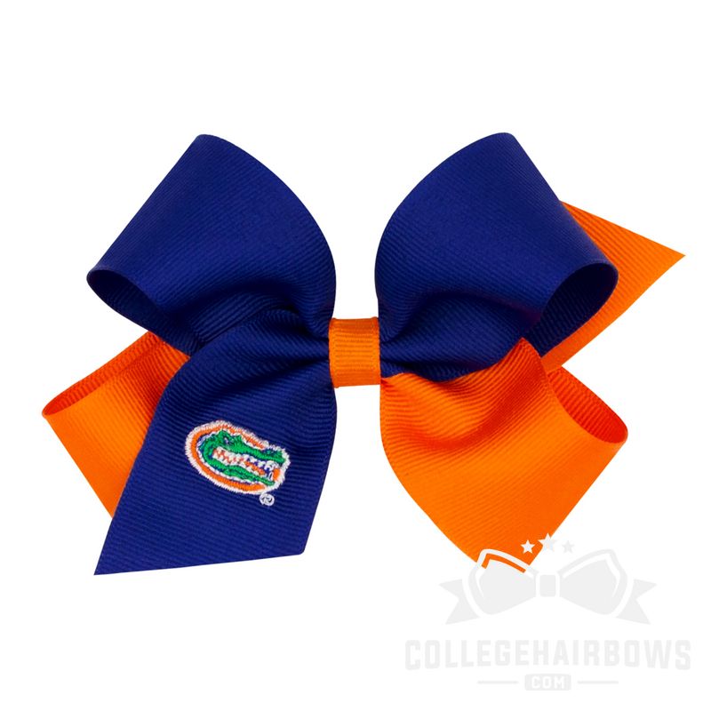 Florida Medium Two-tone Embroidered Hair Bow