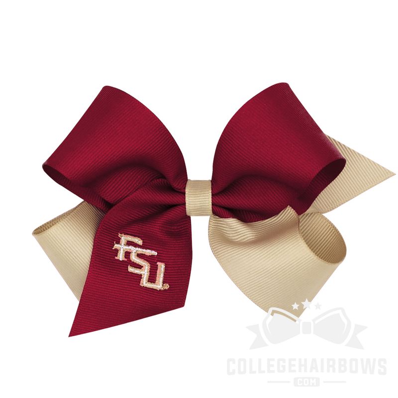 Florida State Medium Two-tone Embroidered Grosgrain Hair Bow