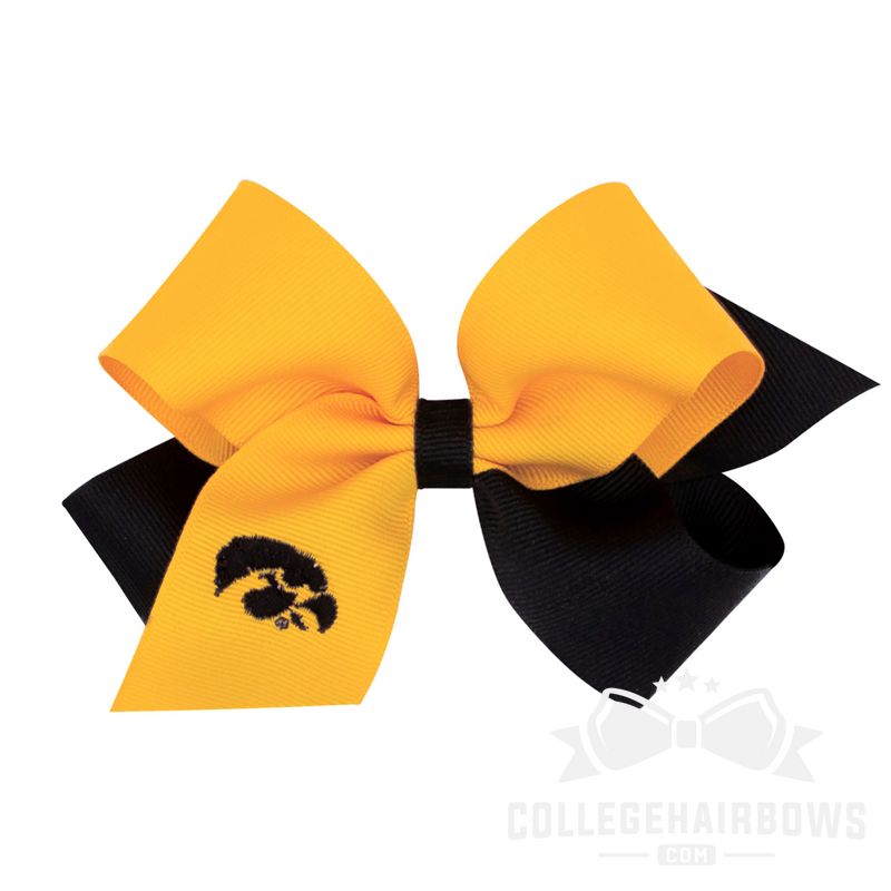 University of Iowa Medium Two-tone Embroidered Grosgrain Hair Bow