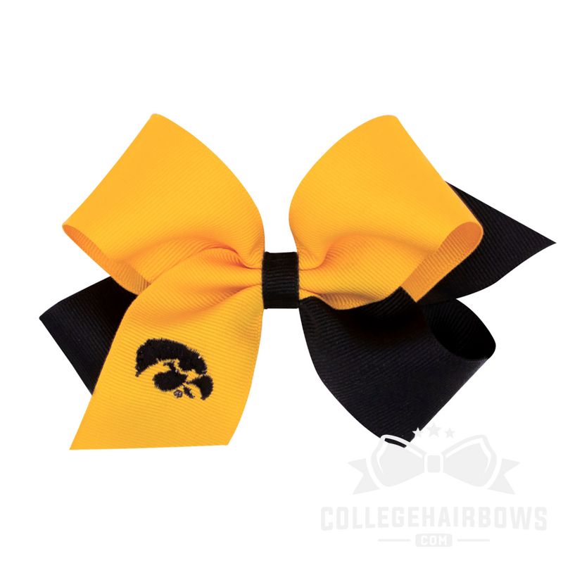 Iowa Medium Two-tone Embroidered Hair Bow