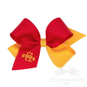 Iowa State Medium Two-tone Embroidered Hair Bow