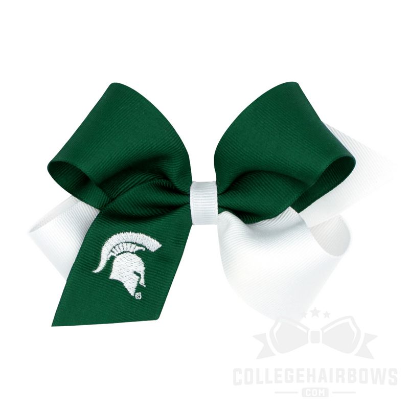 Michigan State Medium Two-tone Embroidered Hair Bow