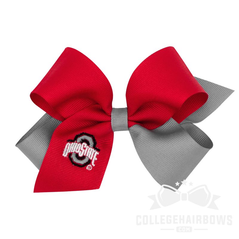 Ohio State Medium Two-tone Embroidered Grosgrain Hair Bow