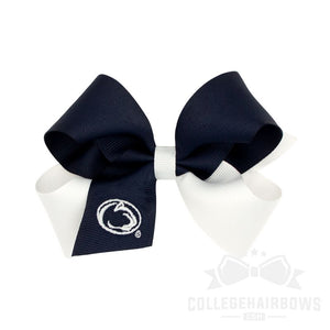 Penn State Medium Two-tone Embroidered Grosgrain Hair Bow