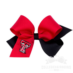 Texas Tech Medium Two-tone Embroidered Grosgrain Hair Bow