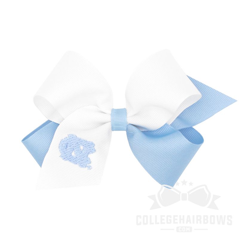 University of North Carolina Medium Two-tone Embroidered Hair Bow
