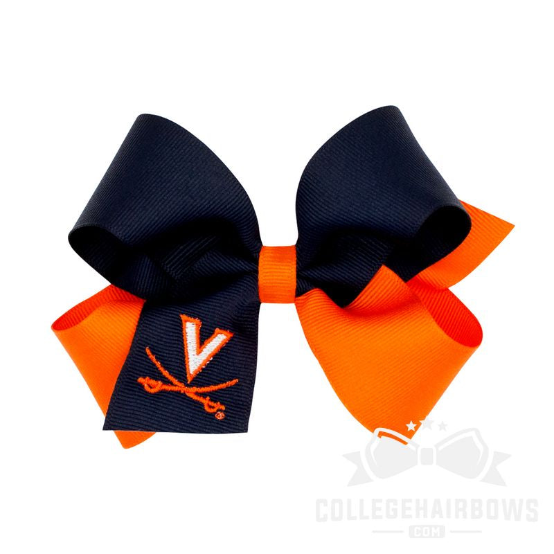 Virginia Medium Two-tone Embroidered Grosgrain Hair Bow