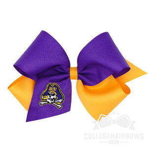 Eastern Carolina King Two-tone Grosgrain Hair Bow with Embroidered Logo