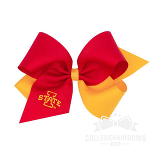 Iowa State King Two-tone Grosgrain Hair Bow with Embroidered Logo