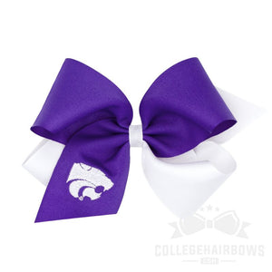 Kansas State King Two-tone Grosgrain Hair Bow with Embroidered Logo