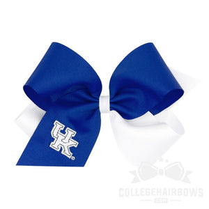 University of Kentucky King Two-tone Grosgrain Hair Bow with Embroidered Logo