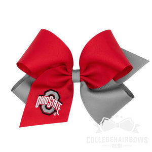 Ohio State King Two-tone Grosgrain Hair Bow with Embroidered Logo