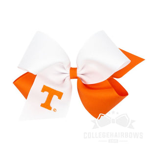 University of Tennessee King Two-tone Grosgrain Hair Bow with Embroidered Logo