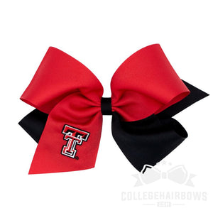 Texas Tech King Two-tone Grosgrain Hair Bow with Embroidered Logo