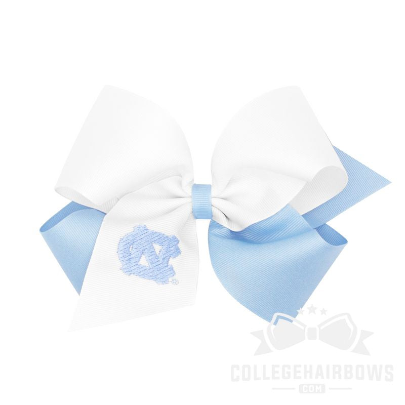 University of North Carolina King Two-tone Grosgrain Hair Bow with Embroidered Logo