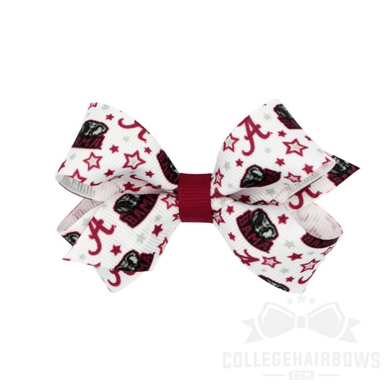 Alabama Mini Signature Logo Print Grosgrain Hair Bow