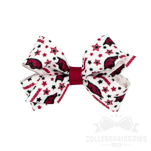 Arkansas Mini Signature Logo Print Grosgrain Hair Bow