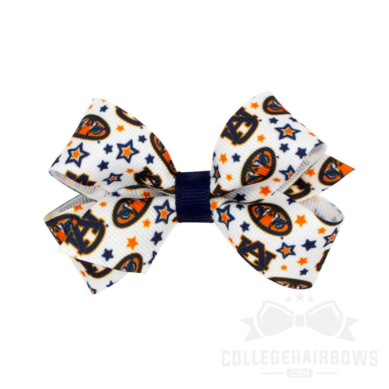 Auburn Mini Signature Collegiate Logo Print Grosgrain Hair Bow