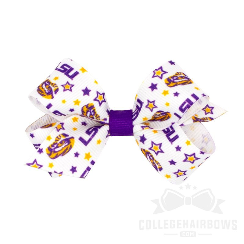 Louisiana State Mini Signature Logo Print Grosgrain Hair Bow