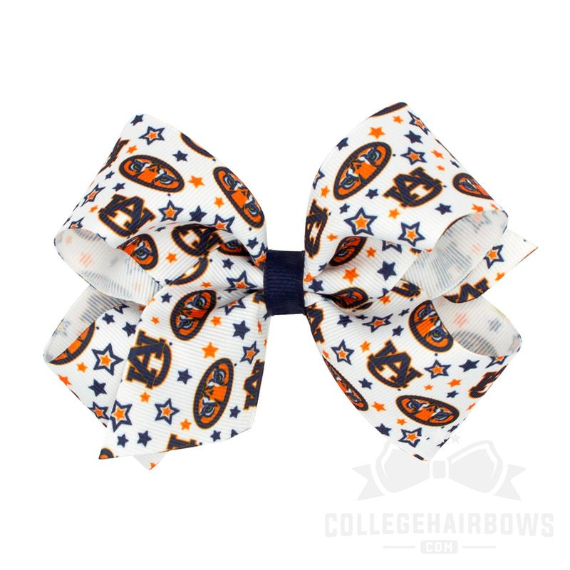 Auburn Medium Logo Print Grosgrain Hair Bow