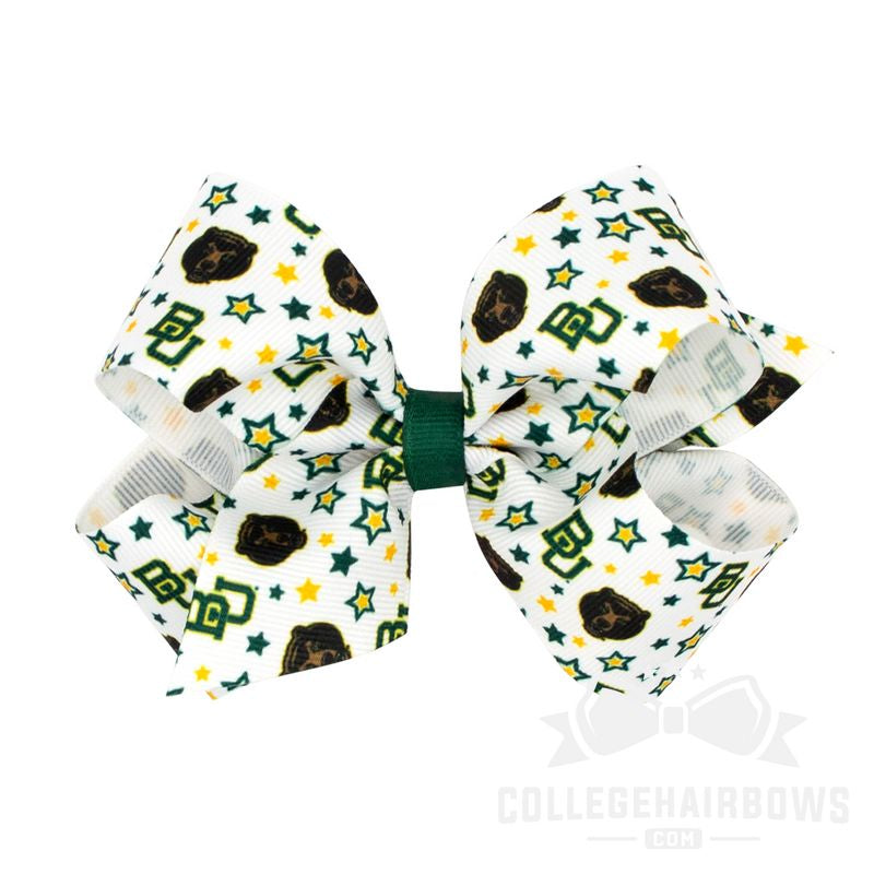 Baylor Medium Logo Print Grosgrain Hair Bow