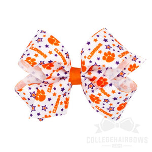 Clemson Medium Logo Print Grosgrain Hair Bow