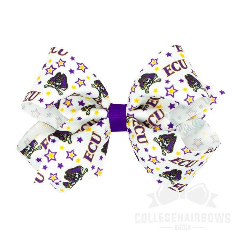 Eastern Carolina Medium Logo Print Grosgrain Hair Bow