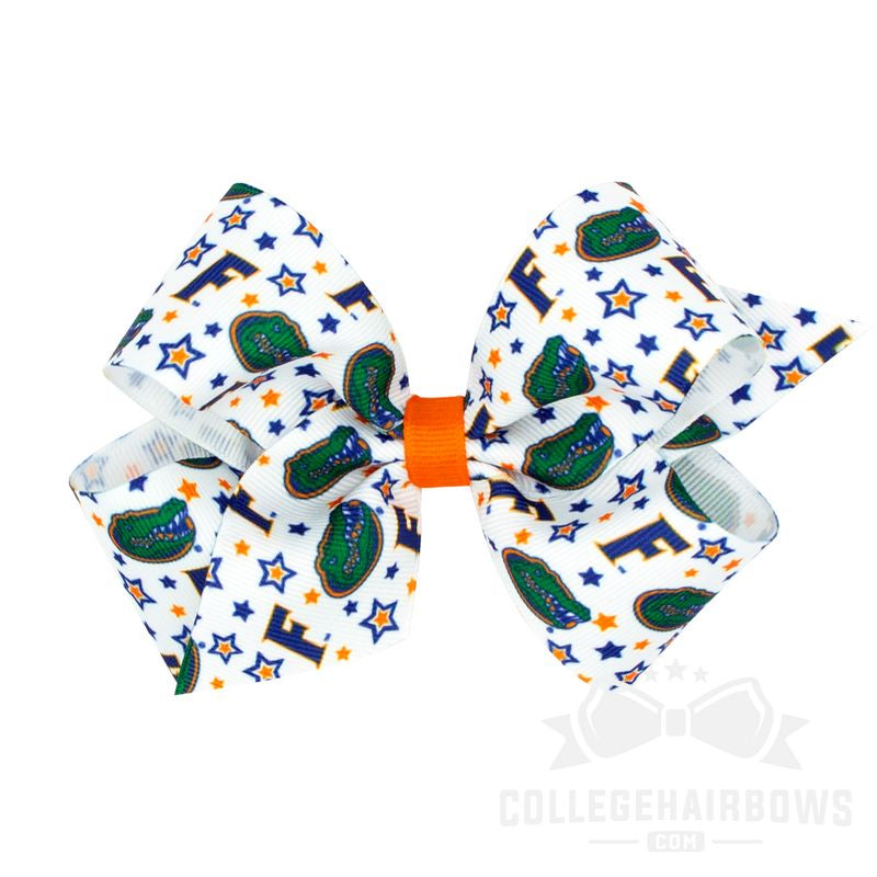 Florida Medium Logo Print Grosgrain Hair Bow