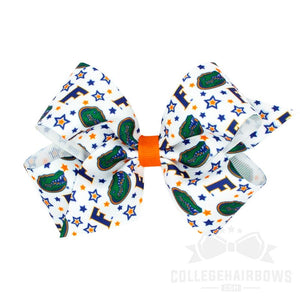 Florida Medium Logo Print Grosgrain Hair Bow