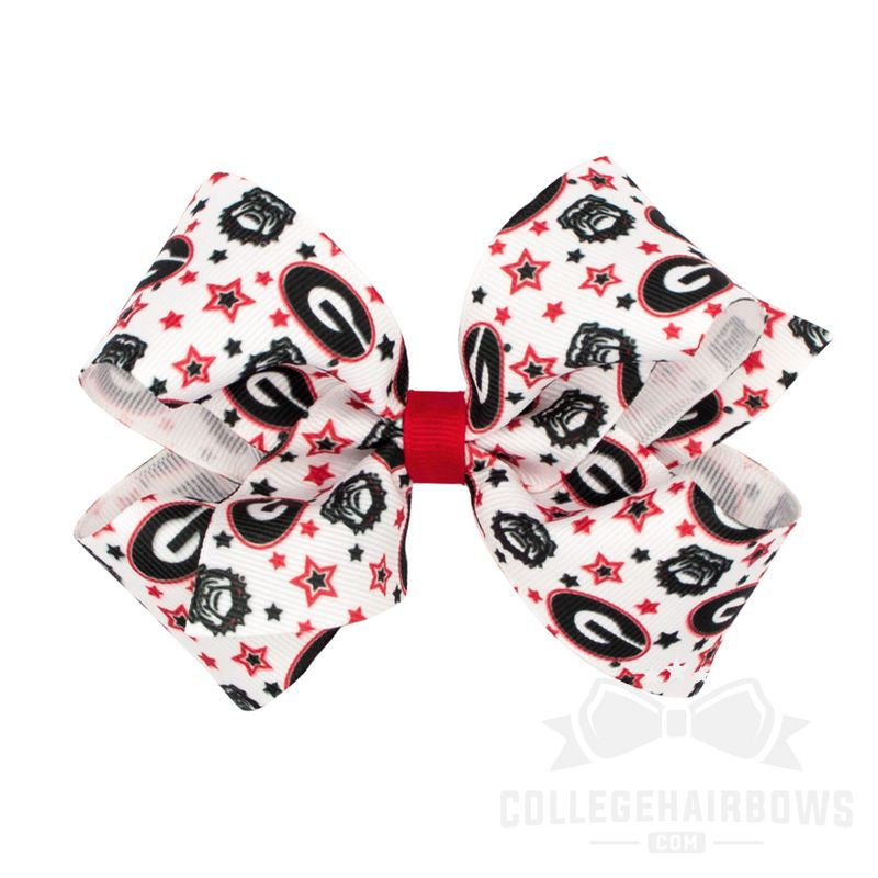 Georgia Medium Logo Print Grosgrain Hair Bow