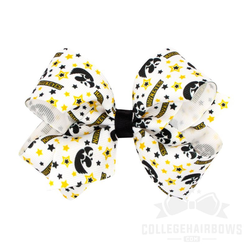 Iowa Medium Logo Print Grosgrain Hair Bow