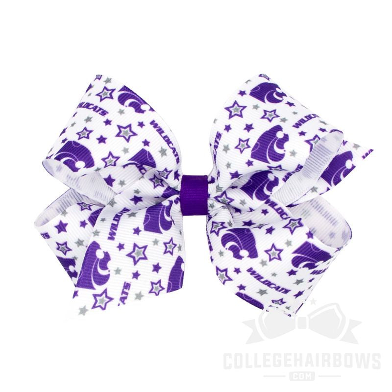 Kansas State Medium Logo Print Grosgrain Hair Bow