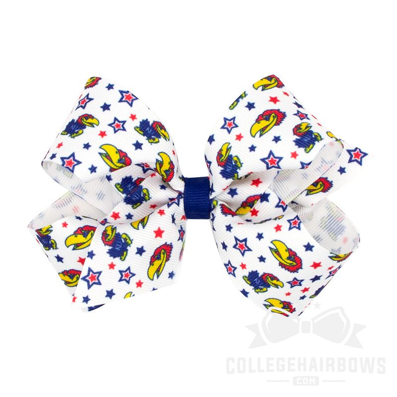 Kansas Medium Logo Print Grosgrain Hair Bow