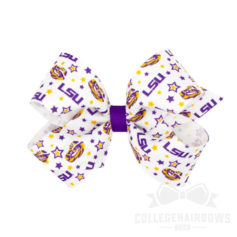 Louisiana State Medium Logo Print Grosgrain Hair Bow
