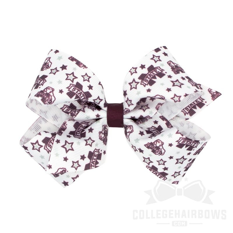 Mississippi Medium Logo Print Grosgrain Hair Bow