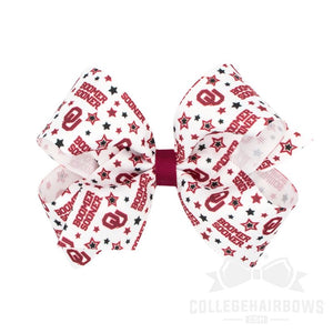 Oklahoma Medium Logo Print Grosgrain Hair Bow