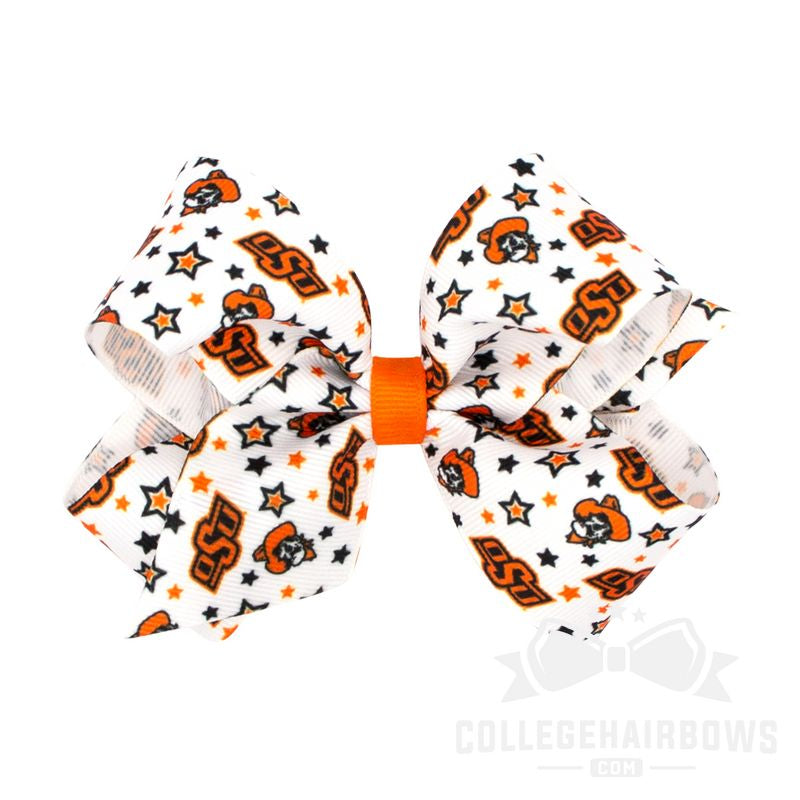 Oklahoma State Medium Logo Print Grosgrain Hair Bow
