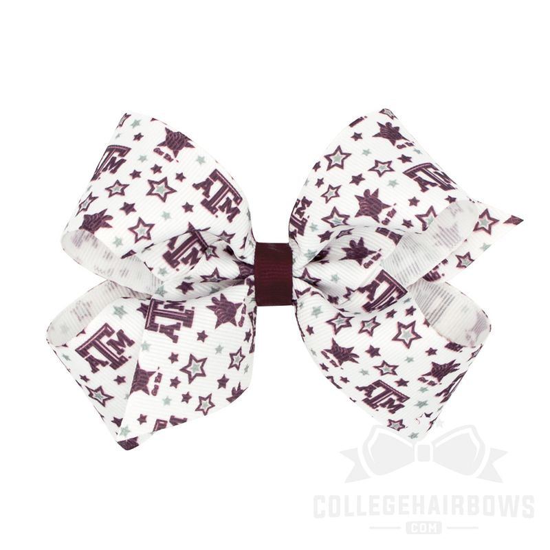 Texas A&M Medium Logo Print Grosgrain Hair Bow
