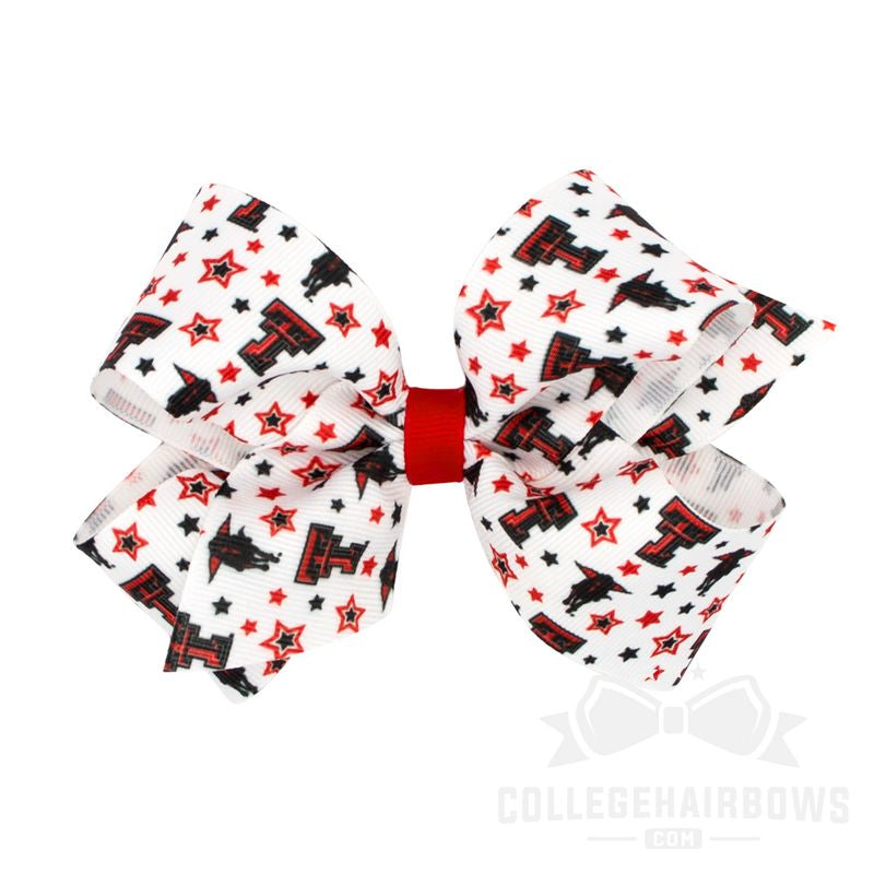 Texas Tech Medium Logo Print Grosgrain Hair Bow
